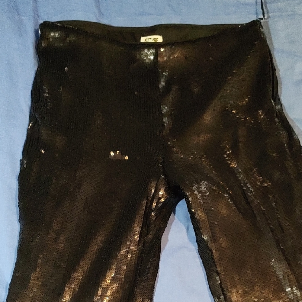 Black Sequin Bell Bottoms